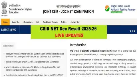 CSIR NET December Result 2025