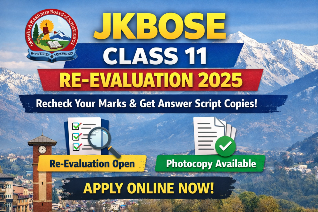 JKBOSE Opens 2025 Class 11 Re