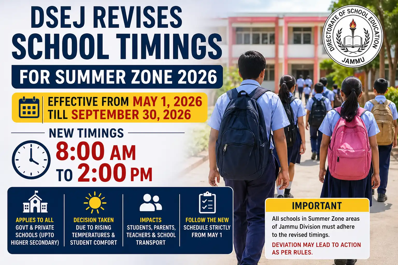 DSEJ Revises School Timings